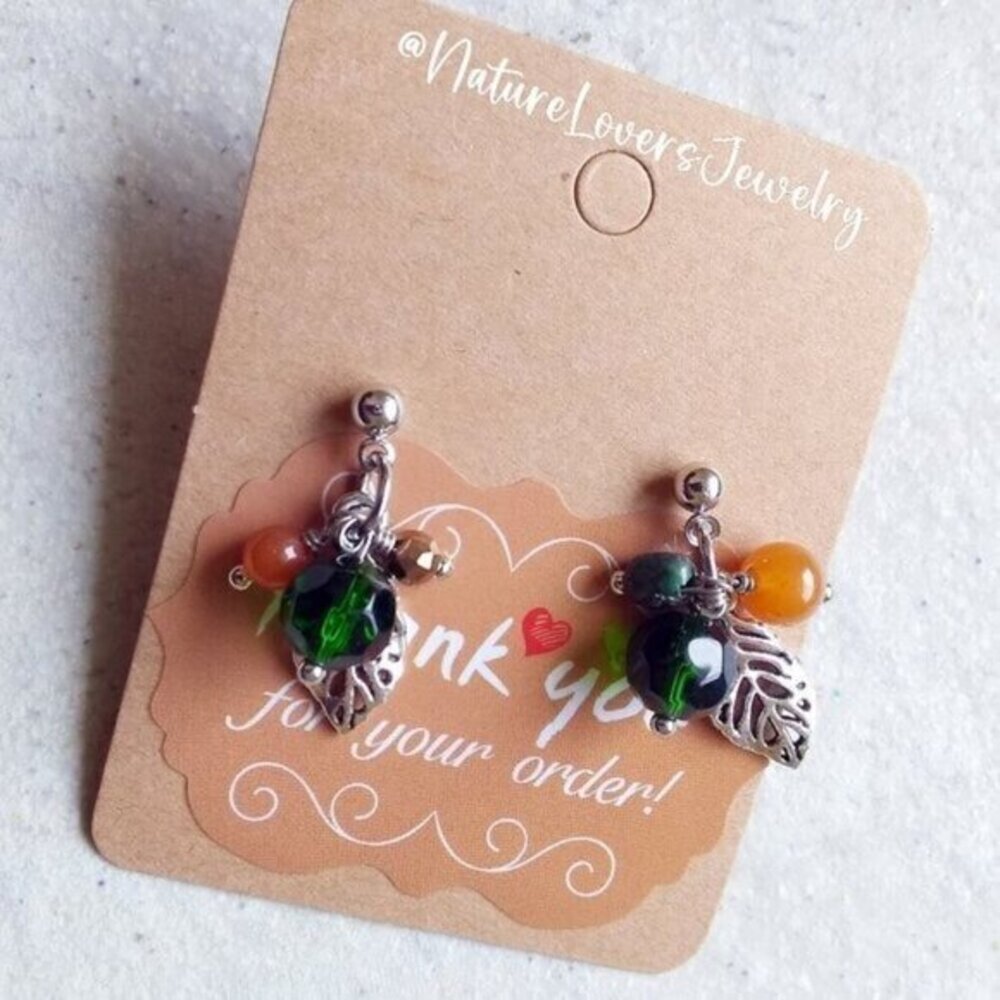 $10 Radical Drop! Asymmetrical Beaded Leaf Cluster Dangle Earrings for Fall!